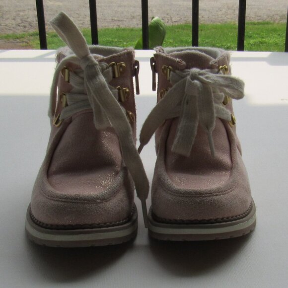 Cat & Jack Toddler Girls Ankle Suede Lace-Up Side Zipper Herbie Booties Blush - Picture 2 of 9